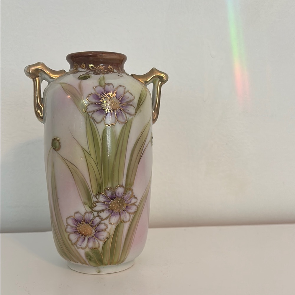 Antique Hand-Painted Imperial Nippon Floral Porcelain Vase